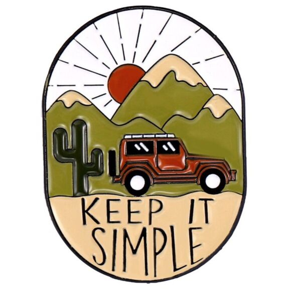 Keep it Simple Mountain Cactus Multicolor Enamel Pin - Picture 1 of 2